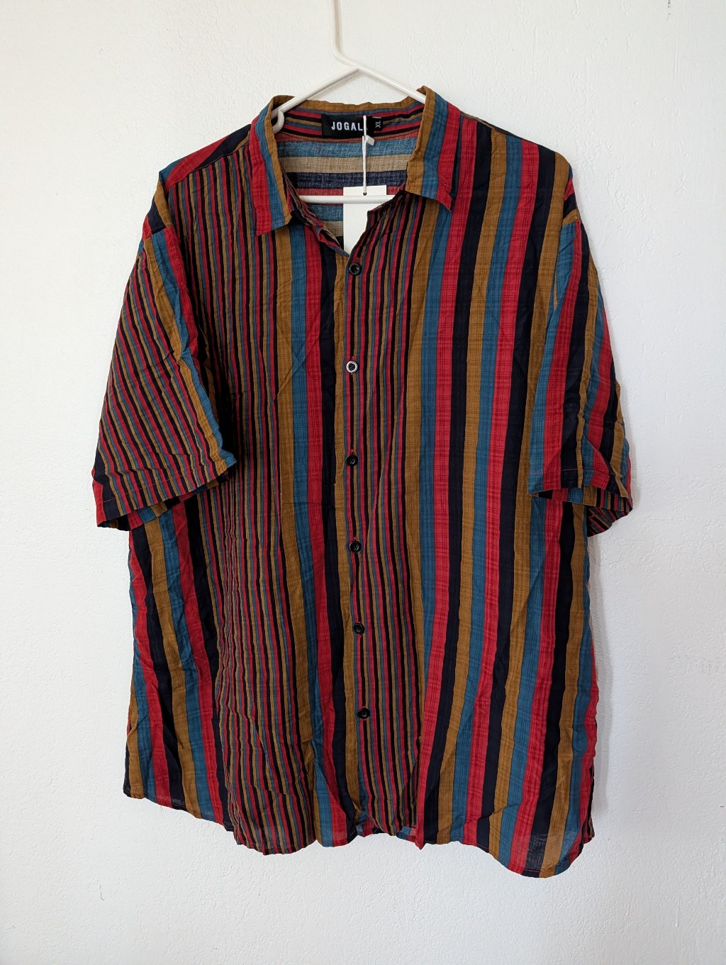 Jogal Multicolor Striped Short-Sleeve Button Up Shirt Size Xl